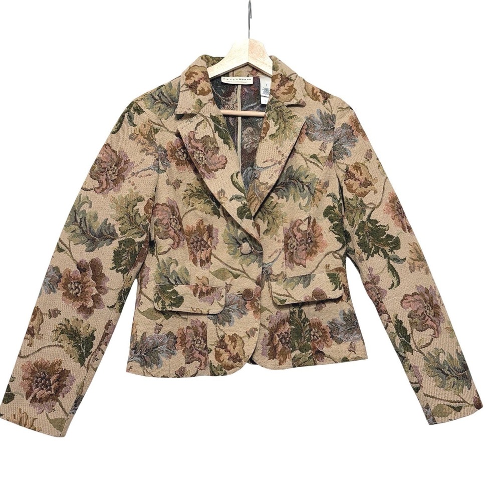 Vintage Crazy Horse Floral Tapestry Blazer Womens Size M Cottagecore Grandmacore